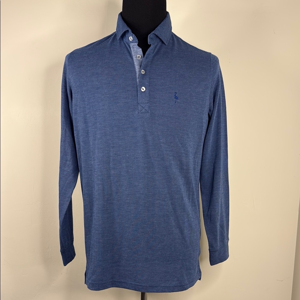 TAILORBYRD Men's Blue Long Sleeve Polo Shirt L
